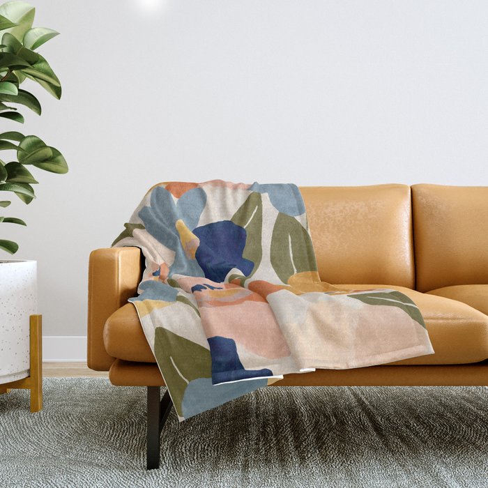 Soft Abstract Floral Garden II Throw Blanket Gallery Image 1