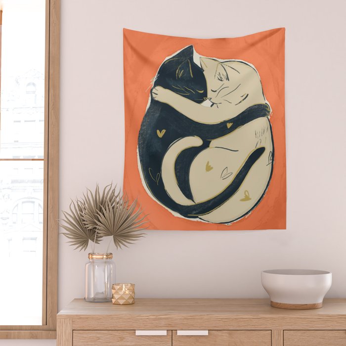 Cats In Love 5 Wall Tapestry Gallery Image 2