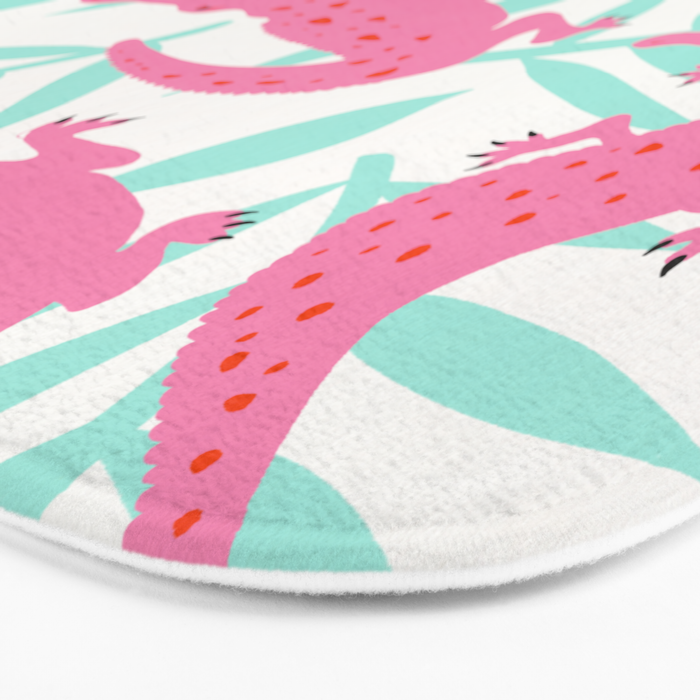 Alligator Collection - Pink & Turquoise Palette Bath Mat Gallery Image 3