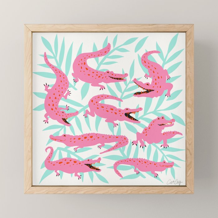 Alligator Collection - Pink & Turquoise Palette Mini Art Print Gallery Image 1