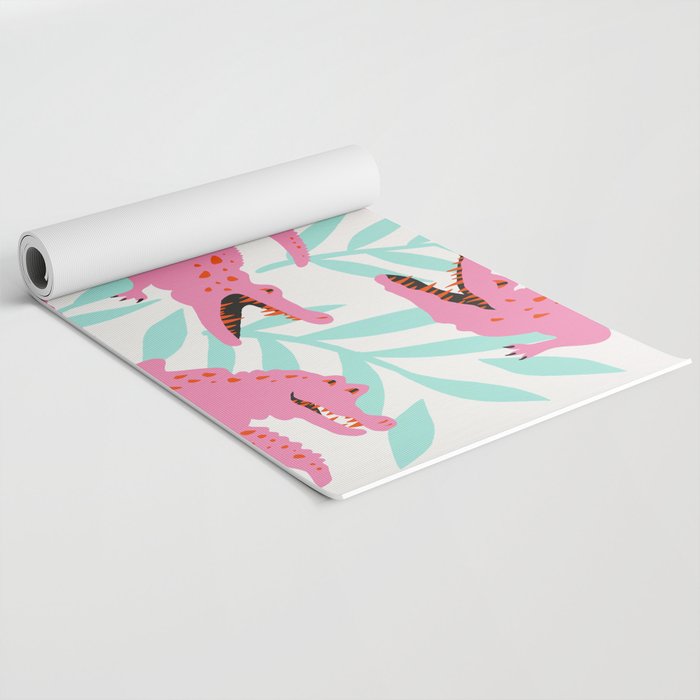 Alligator Collection - Pink & Turquoise Palette Yoga Mat Gallery Image 2
