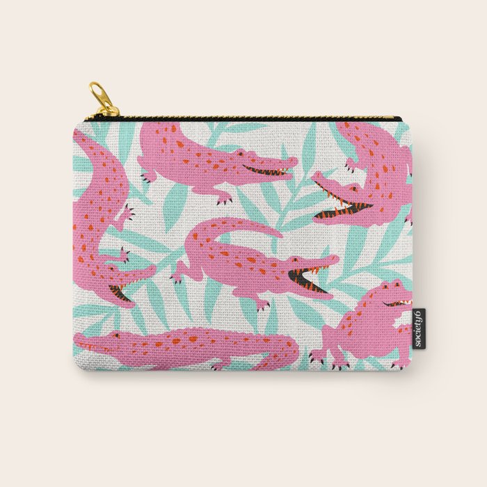 Alligator Collection - Pink & Turquoise Palette Carry All Pouch Gallery Image 1
