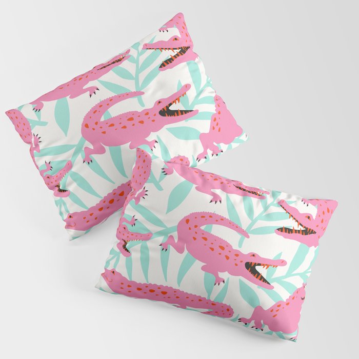 Alligator Collection - Pink & Turquoise Palette Pillow Sham Gallery Image 3