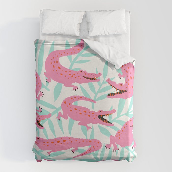 Alligator Collection - Pink & Turquoise Palette Duvet Cover Gallery Image 6