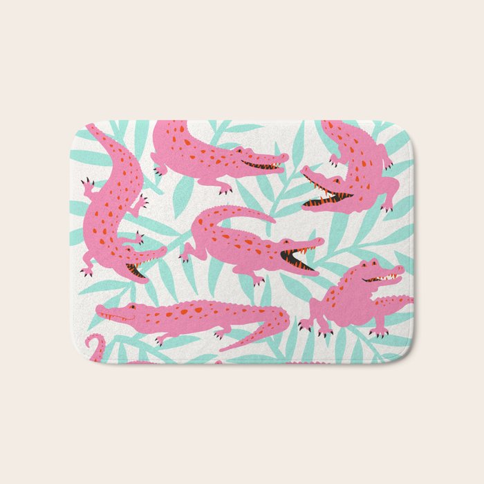 Alligator Collection - Pink & Turquoise Palette Bath Mat Gallery Image 1