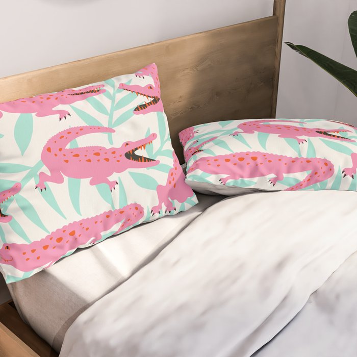 Alligator Collection - Pink & Turquoise Palette Pillow Sham Gallery Image 2