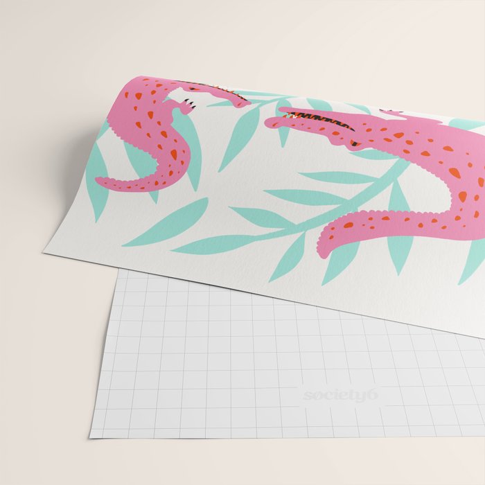 Alligator Collection - Pink & Turquoise Palette Wrapping Paper Gallery Image 2