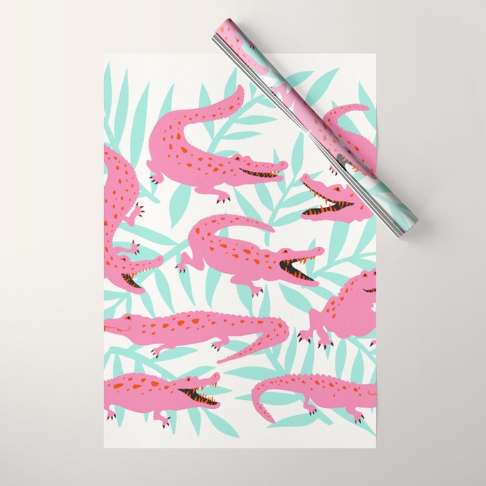 Alligator Collection - Pink & Turquoise Palette Wrapping Paper Gallery Image 1