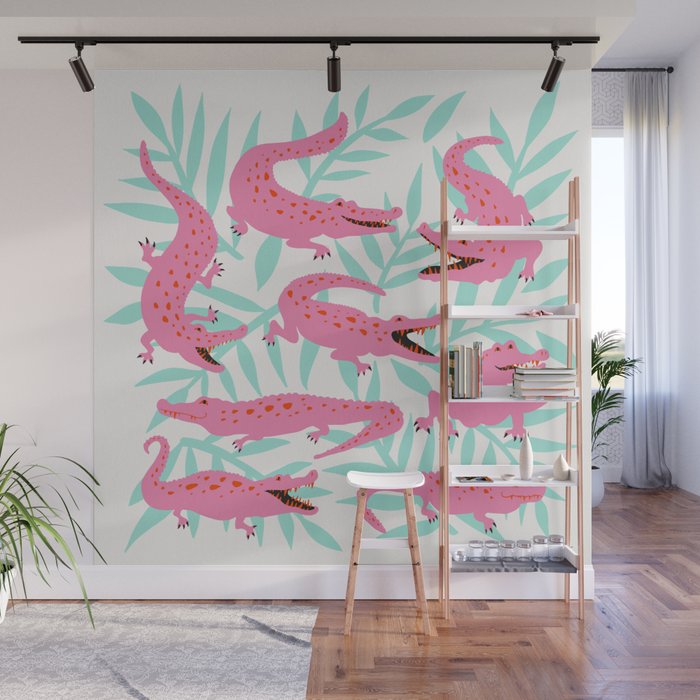 Alligator Collection - Pink & Turquoise Palette Wall Mural Gallery Image 1