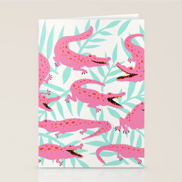 Alligator Collection - Pink & Turquoise Palette Stationery Card Gallery Image 1