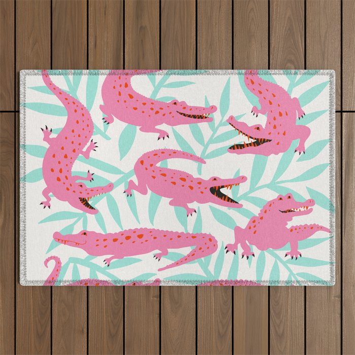 Alligator Collection â Pink & Turquoise Palette Outdoor Rug Gallery Image 1