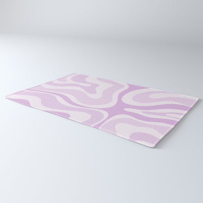 Modern Retro Liquid Swirl Abstract in Light Lilac Rug Gallery Image 3