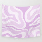 Modern Retro Liquid Swirl Abstract in Light Lilac Wall Tapestry Gallery Image 4