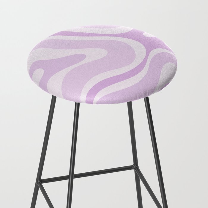 Modern Retro Liquid Swirl Abstract in Light Lilac Stool Gallery Image 2