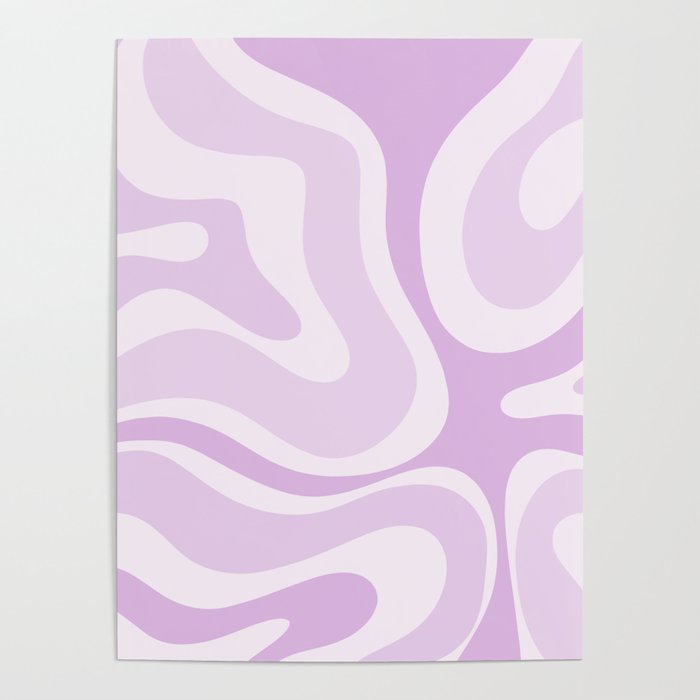 Modern Retro Liquid Swirl Abstract in Light Lilac Poster Gallery Image 1