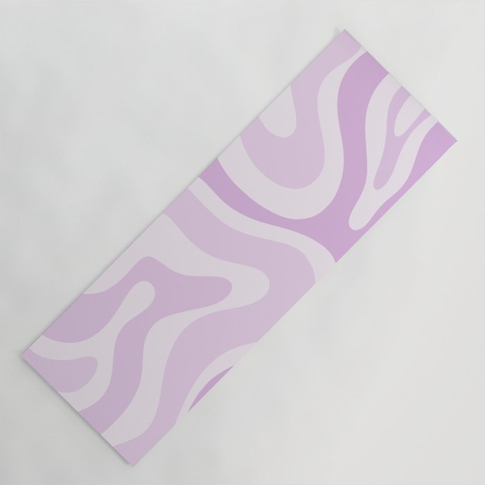 Modern Retro Liquid Swirl Abstract in Light Lilac Yoga Mat Gallery Image 1