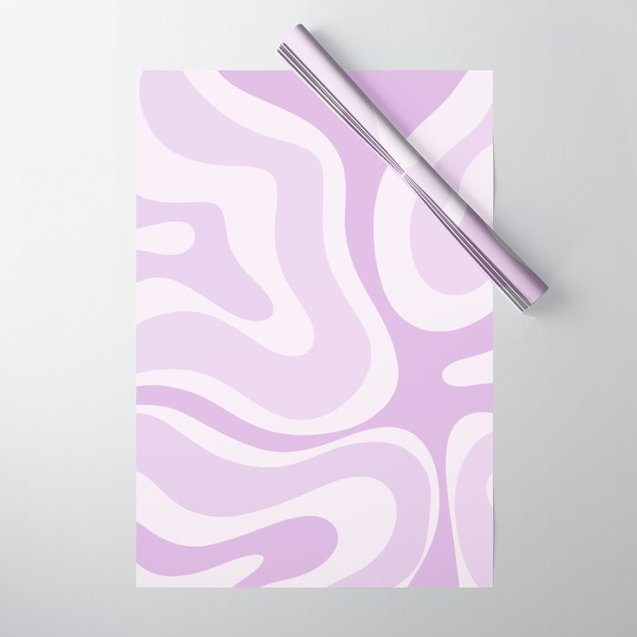Modern Retro Liquid Swirl Abstract in Light Lilac Wrapping Paper Gallery Image 1
