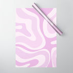 Modern Retro Liquid Swirl Abstract in Light Lilac Wrapping Paper Gallery Image 1