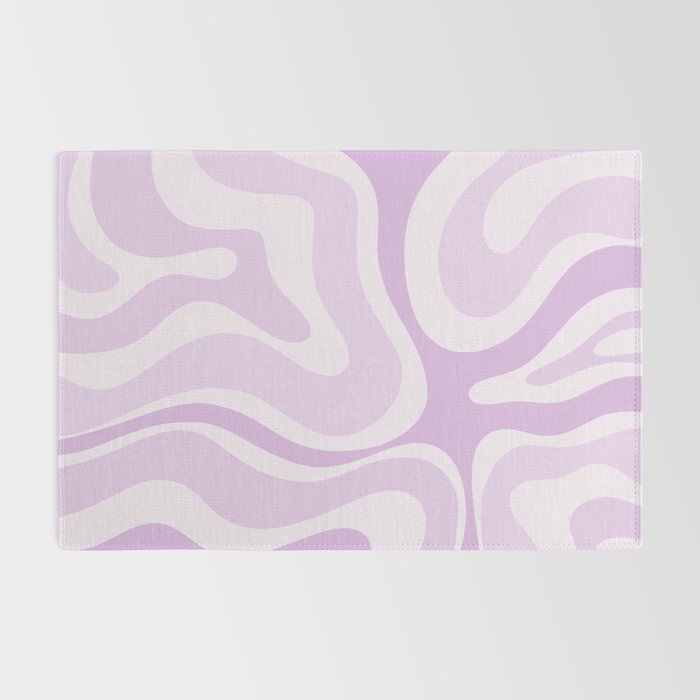 Modern Retro Liquid Swirl Abstract in Light Lilac Rug Gallery Image 2