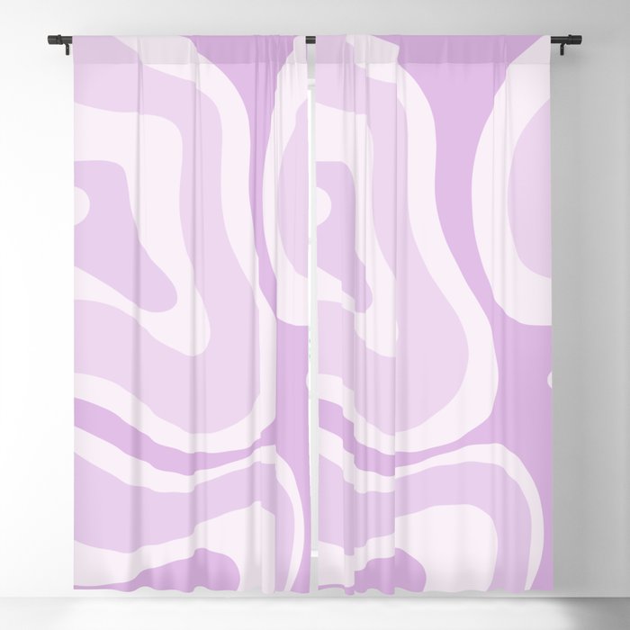 Modern Retro Liquid Swirl Abstract in Light Lilac Window Curtain Gallery Image 1