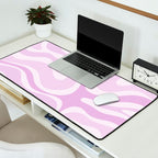 Modern Retro Liquid Swirl Abstract in Light Lilac Desk Mat Gallery Image 2