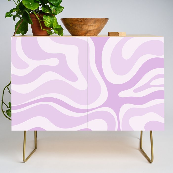 Modern Retro Liquid Swirl Abstract in Light Lilac Credenza Gallery Image 1