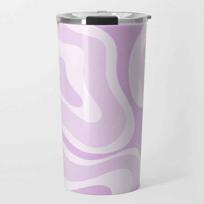 Modern Retro Liquid Swirl Abstract in Light Lilac Travel Mug Gallery Image 1