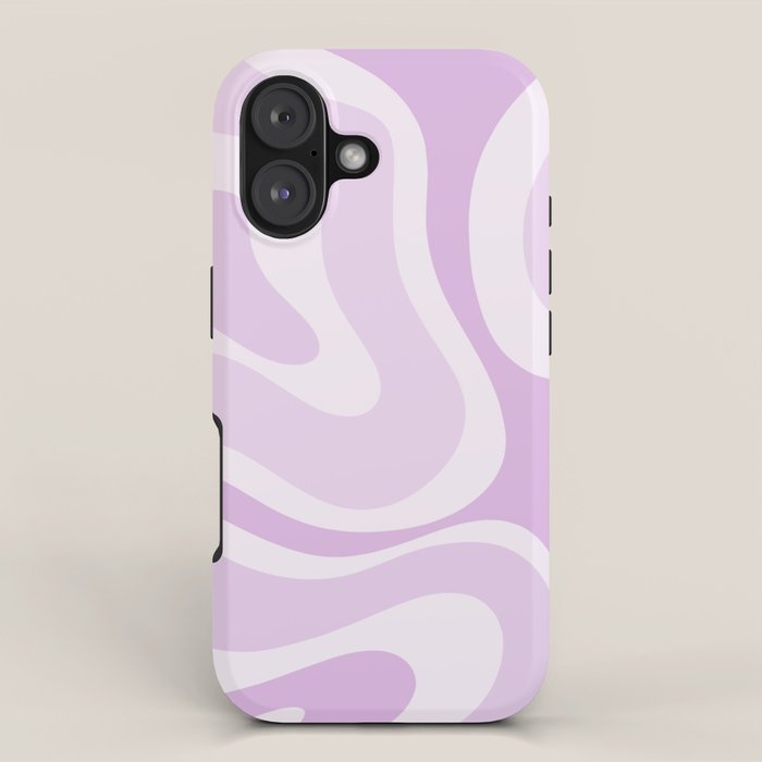 Modern Retro Liquid Swirl Abstract in Light Lilac iPhone Case Gallery Image 1