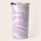 Modern Retro Liquid Swirl Abstract in Light Lilac Travel Mug Gallery Image 3