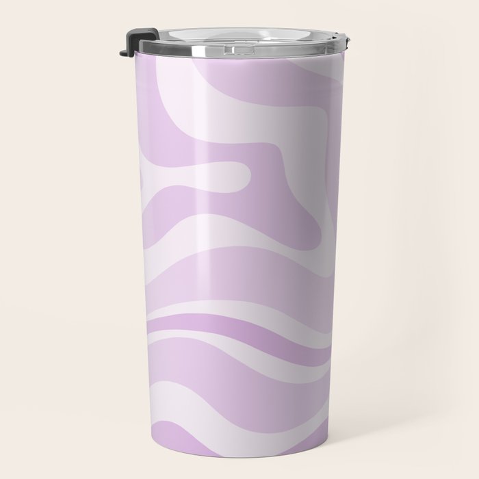 Modern Retro Liquid Swirl Abstract in Light Lilac Travel Mug Gallery Image 3