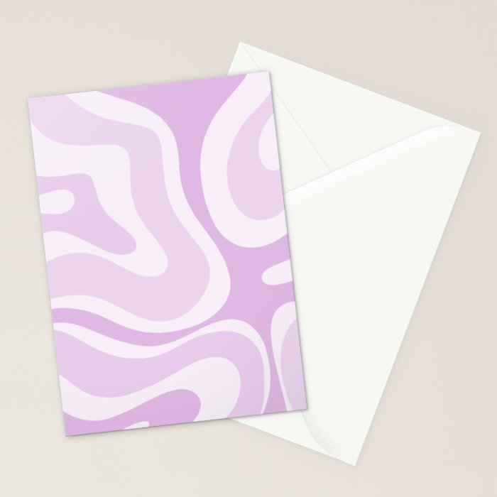 Modern Retro Liquid Swirl Abstract in Light Lilac Stationery Card Gallery Image 2