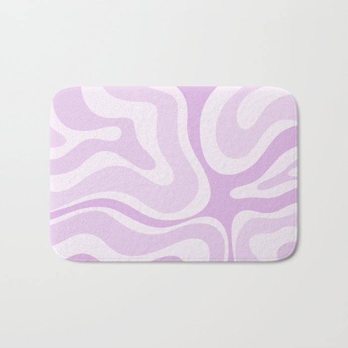 Modern Retro Liquid Swirl Abstract in Light Lilac Bath Mat Gallery Image 1