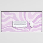 Modern Retro Liquid Swirl Abstract in Light Lilac Desk Mat Gallery Image 1