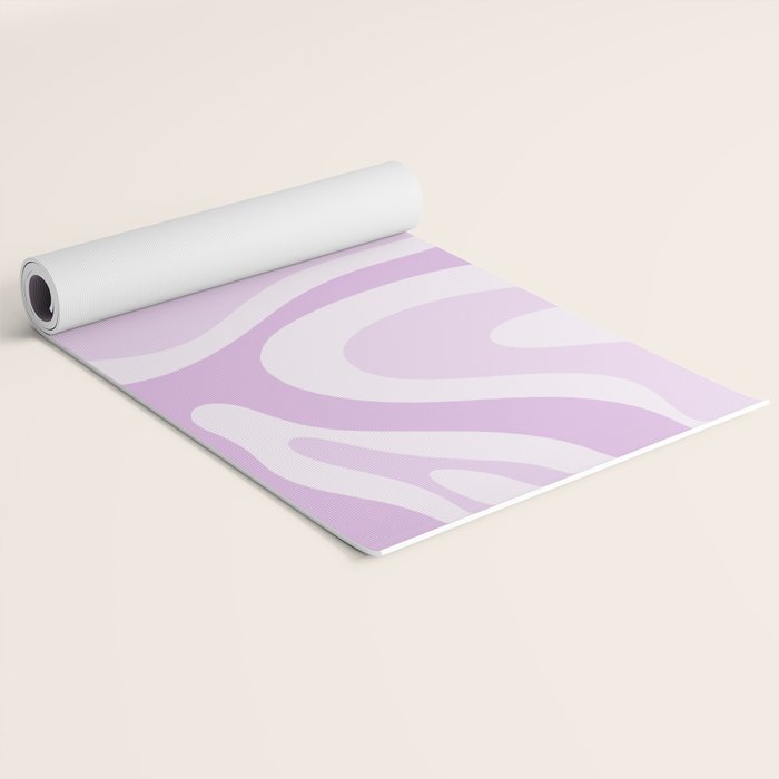 Modern Retro Liquid Swirl Abstract in Light Lilac Yoga Mat Gallery Image 2