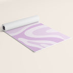 Modern Retro Liquid Swirl Abstract in Light Lilac Yoga Mat Gallery Image 2