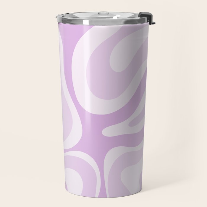 Modern Retro Liquid Swirl Abstract in Light Lilac Travel Mug Gallery Image 2