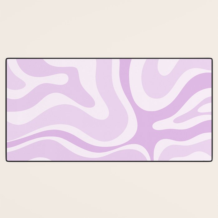 Modern Retro Liquid Swirl Abstract in Light Lilac Desk Mat Gallery Image 3