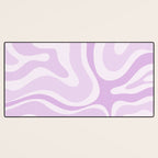 Modern Retro Liquid Swirl Abstract in Light Lilac Desk Mat Gallery Image 3