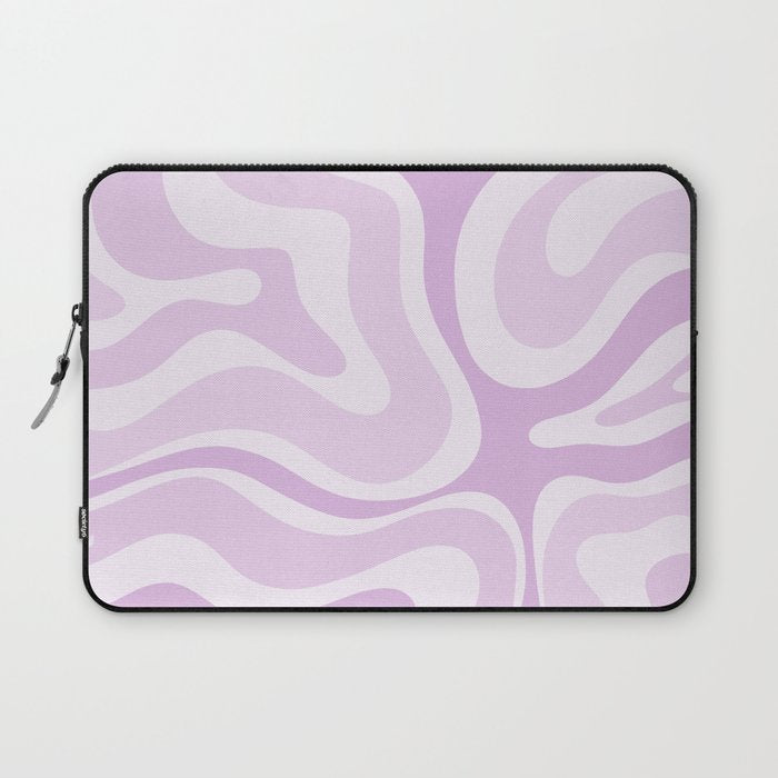 Modern Retro Liquid Swirl Abstract in Light Lilac Laptop Sleeve Gallery Image 1