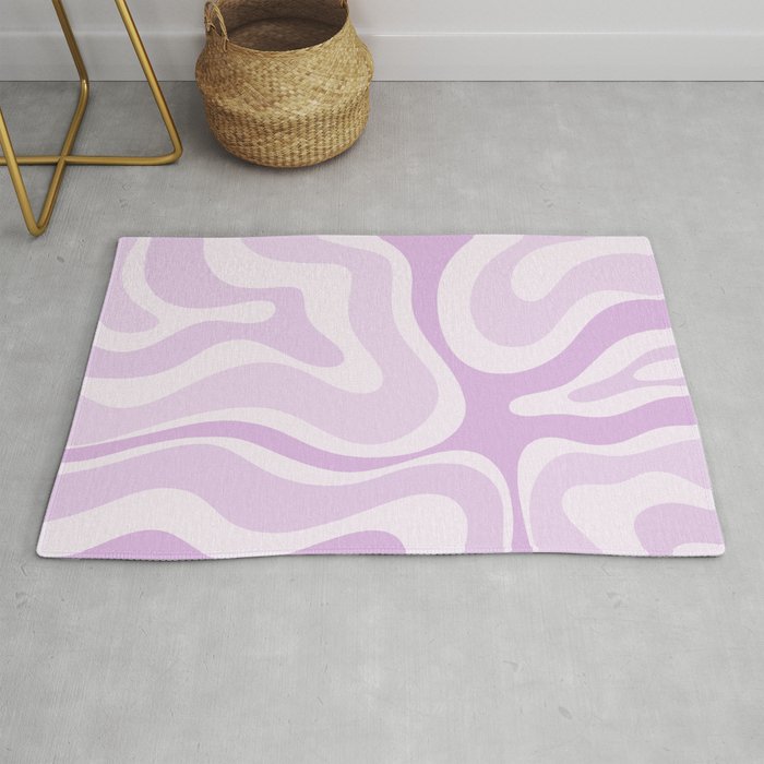 Modern Retro Liquid Swirl Abstract in Light Lilac Rug Gallery Image 1