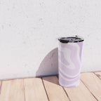Modern Retro Liquid Swirl Abstract in Light Lilac Travel Mug Gallery Image 4