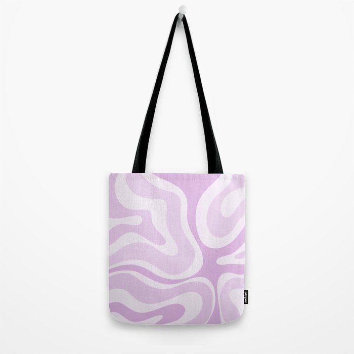 Modern Retro Liquid Swirl Abstract in Light Lilac Tote Bag Gallery Image 2