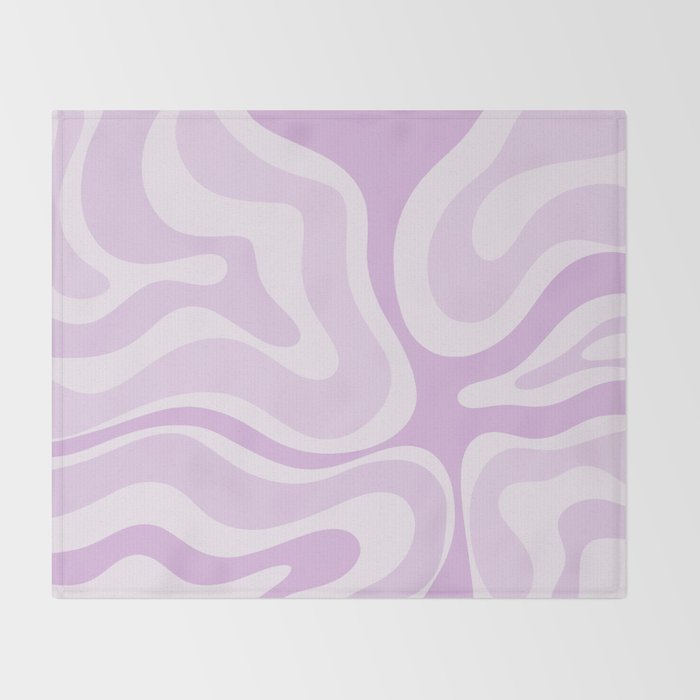 Modern Retro Liquid Swirl Abstract in Light Lilac Throw Blanket Gallery Image 2