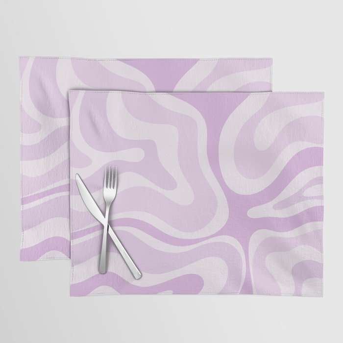Modern Retro Liquid Swirl Abstract in Light Lilac Placemat Gallery Image 1
