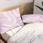 Modern Retro Liquid Swirl Abstract in Light Lilac Pillow Sham Gallery Image 2