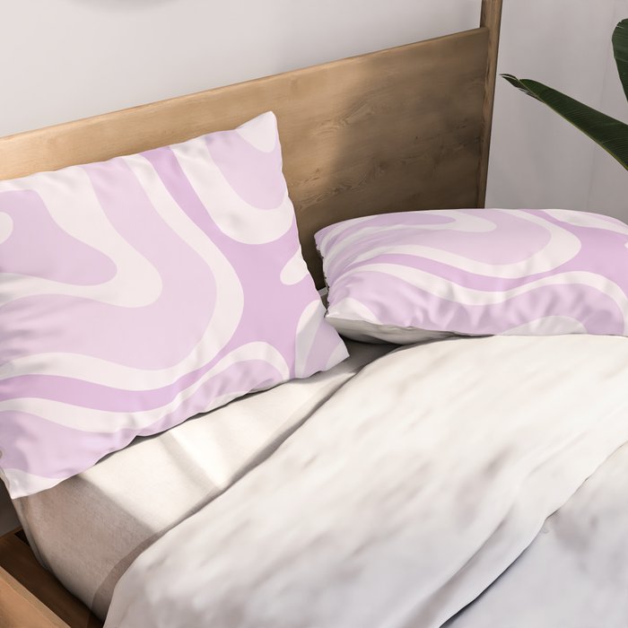 Modern Retro Liquid Swirl Abstract in Light Lilac Pillow Sham Gallery Image 2