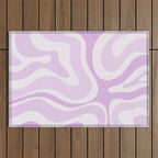 Modern Retro Liquid Swirl Abstract in Light Lilac Outdoor Rug Gallery Image 1