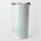 Floral Prints, Soft, Peach and Teal, Modern Print Art Travel Mug Gallery Image 2