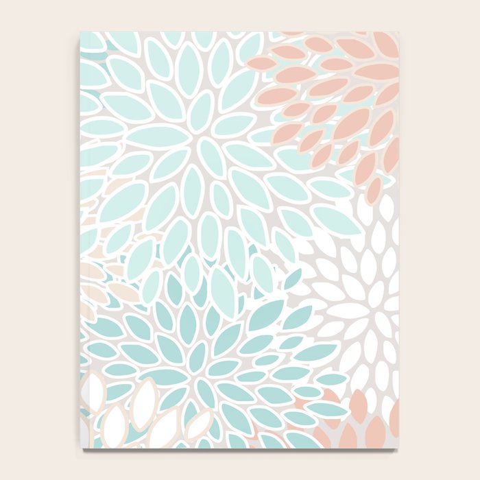 Floral Prints, Soft, Peach and Teal, Modern Print Art Notebook Gallery Image 4