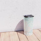 Floral Prints, Soft, Peach and Teal, Modern Print Art Travel Mug Gallery Image 4